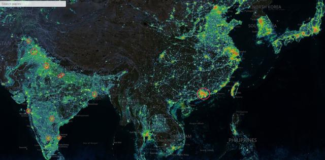 中国2020夜景卫星地图